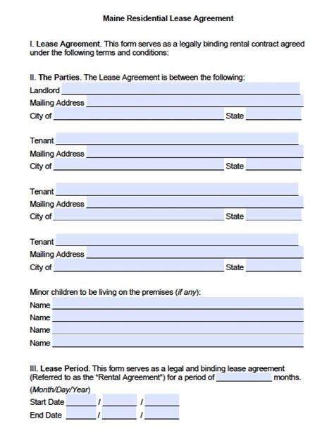 Free Maine Rental Lease Agreement Templates